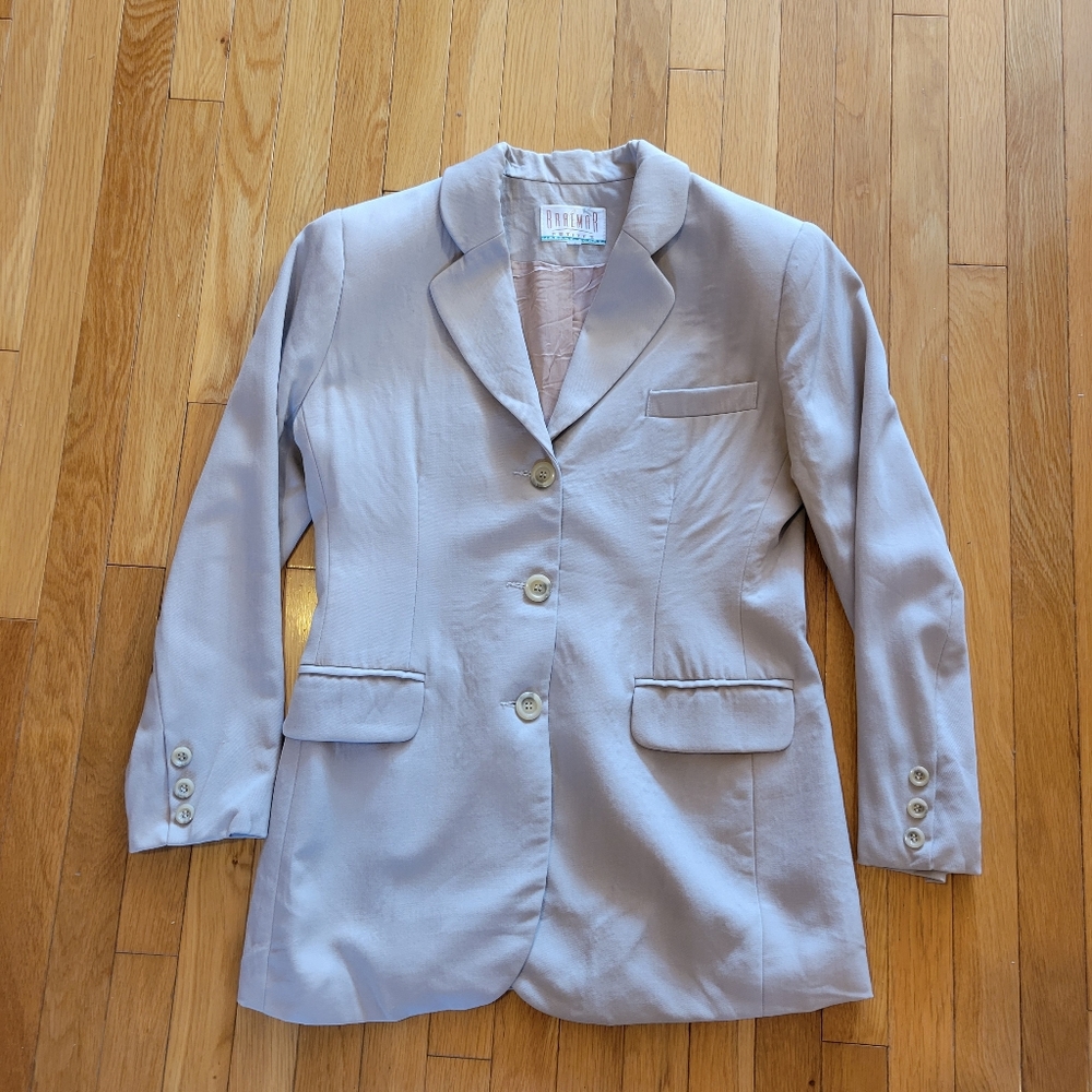 Vintage 80s 90s Braemar Petites beige wool blazer jacket 4 Petite